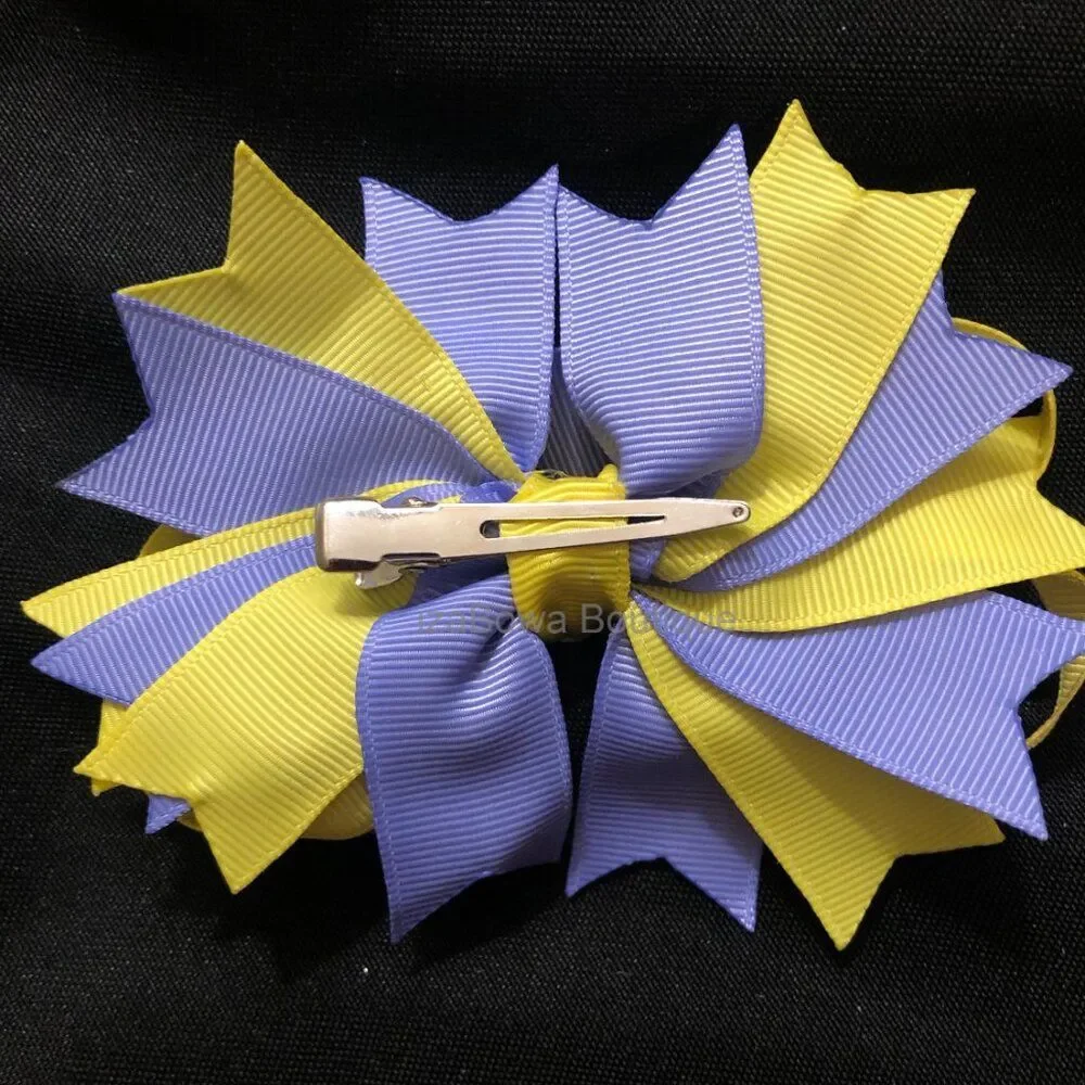 Purple & Yellow Boutique Deluxe Bow    5B2234  Handmade NWT Boutique